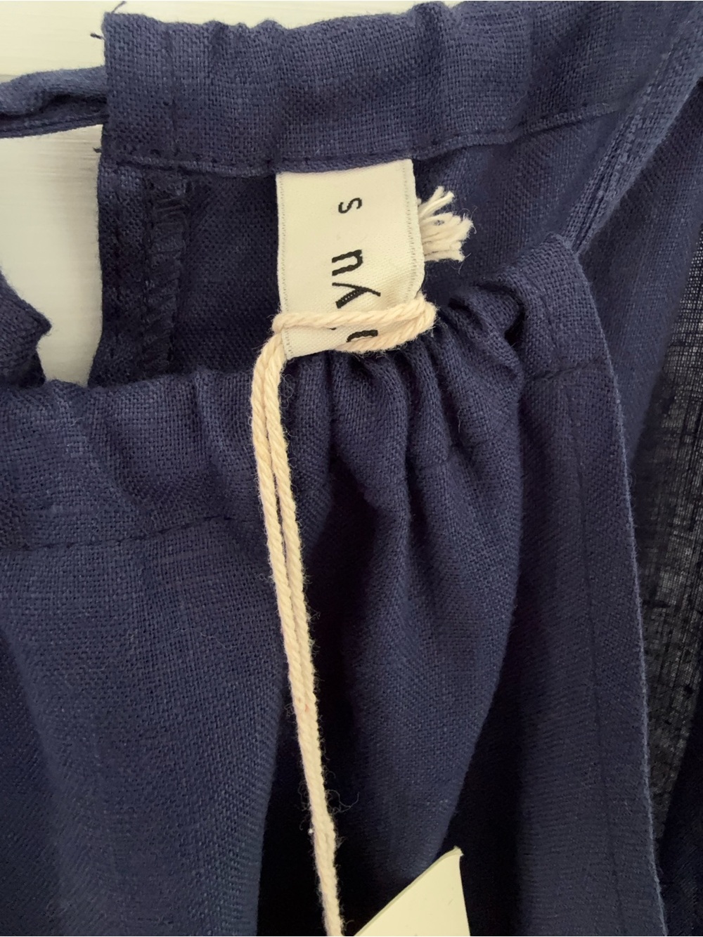 Womens S Navy Linen Halter Sleeveless Midi Dress Tie Back with Belt and Pockets - Picture 7 of 10